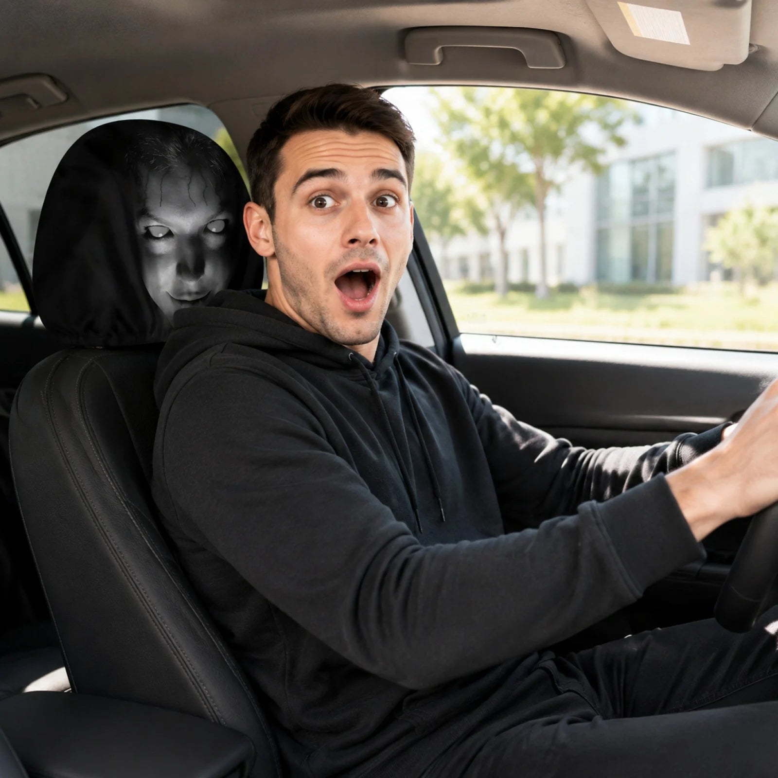 Horror Face Car Headrest Covers